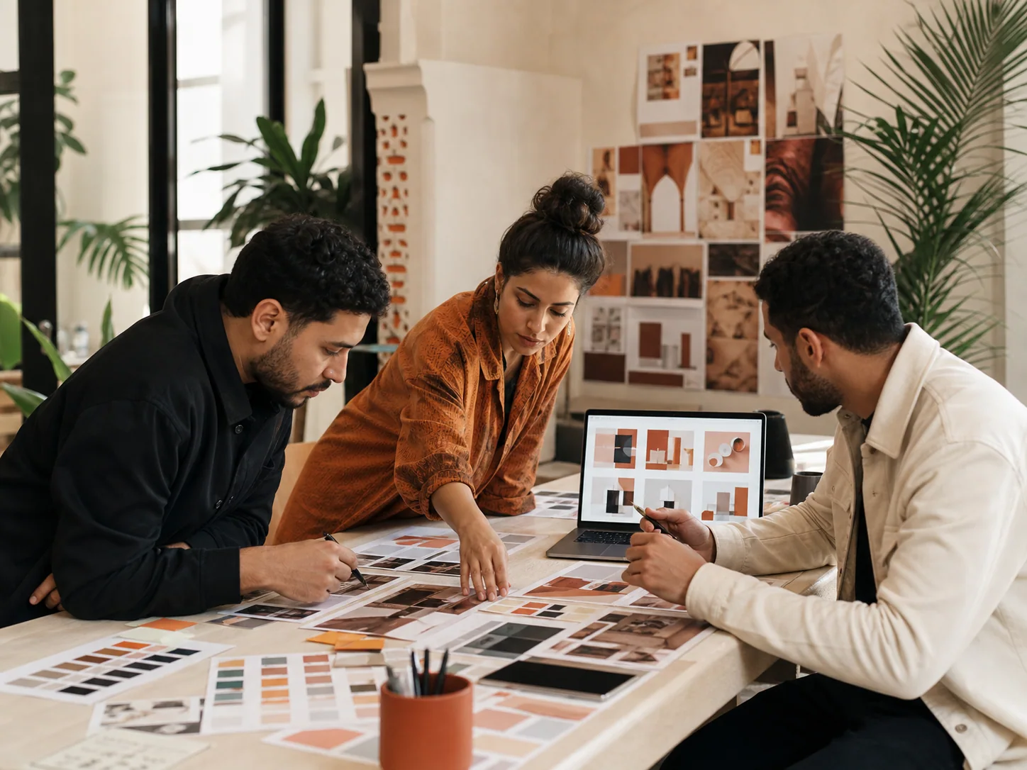 Équipe créative préparant des publicités Meta adaptées au marché marocain